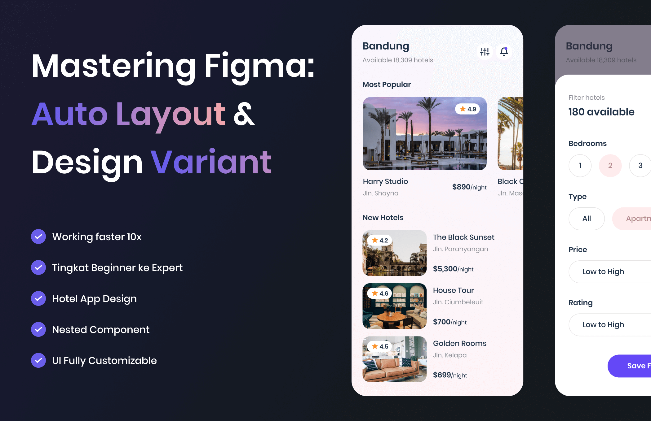 Kelas Mastering Figma Auto Layout & Variants: Hotel App Design di BuildWithAngga